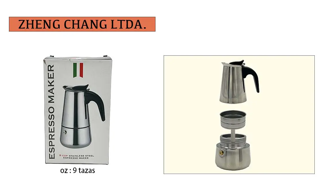Cafetera De Acero Inoxidable De 9 Tazas (x6) 1