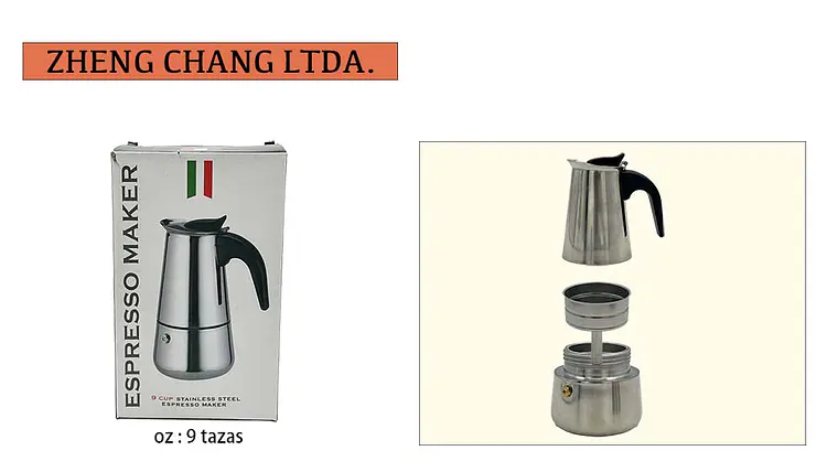 Cafetera De Acero Inoxidable De 9 Tazas (x6) 1