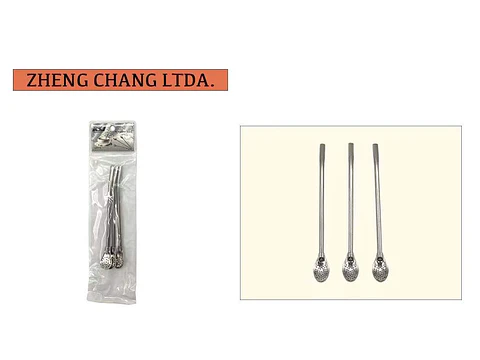 Bombilla para mate-Pajita pequeña Acero Inox.  3Pcs (x20)