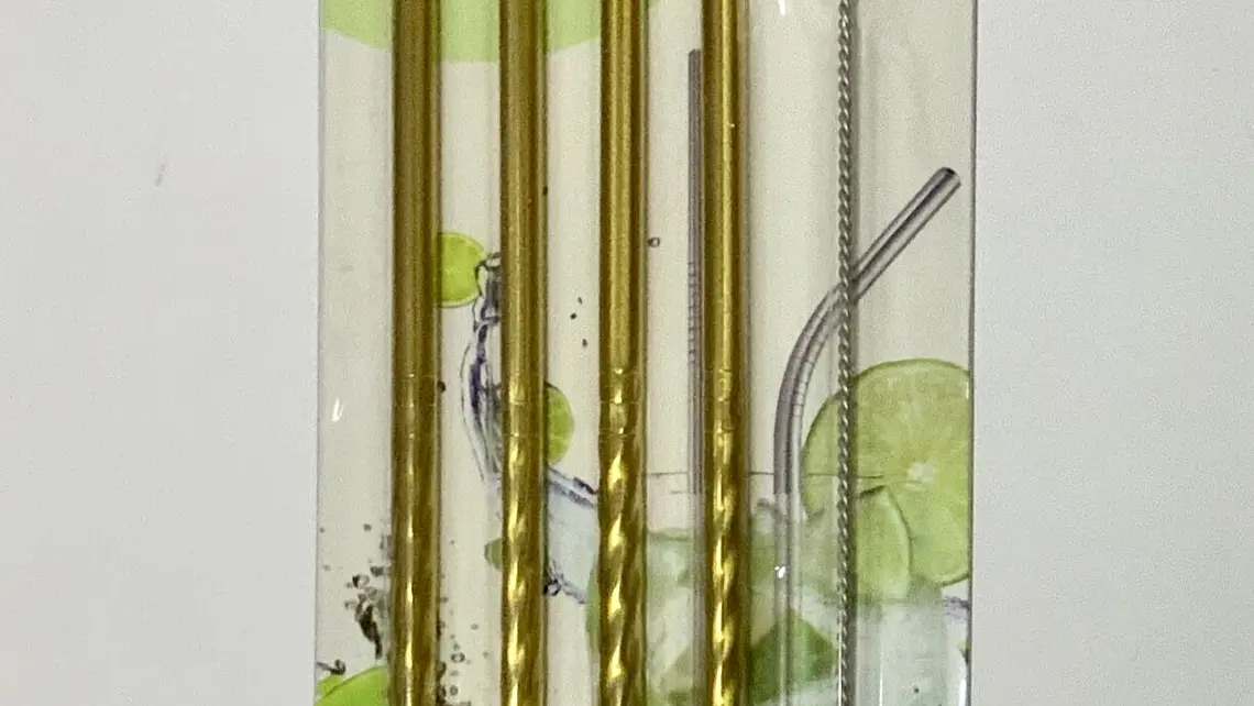 Set 4 Bombillas Acero inx. base espiral dorada (x24) 1