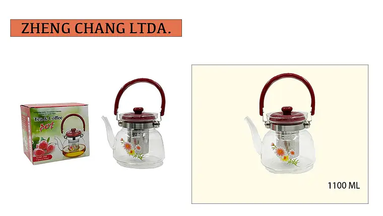 Tetera vidrio 1100ml (x12) 1