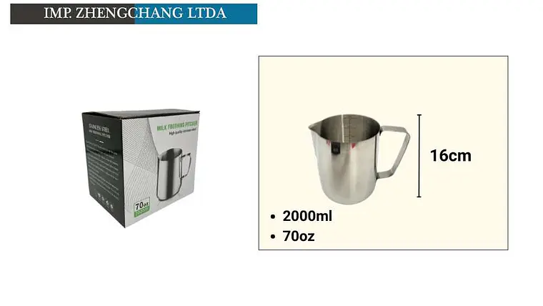 Jarra lechero acero inox. Espumador 2000ml (x10) 1