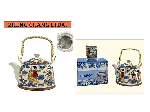 Tetera de ceramica grande grabada mujer (x6)