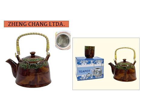 Tetera de ceramica grande color cobre (x6)