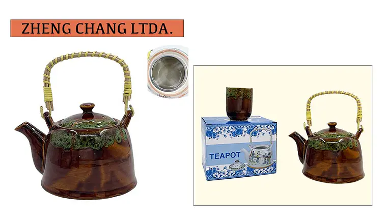 Tetera de ceramica grande color cobre (x6) 1