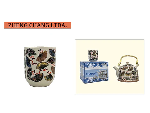 Taza ceramica Estilo Japones grabado abanico (x6)