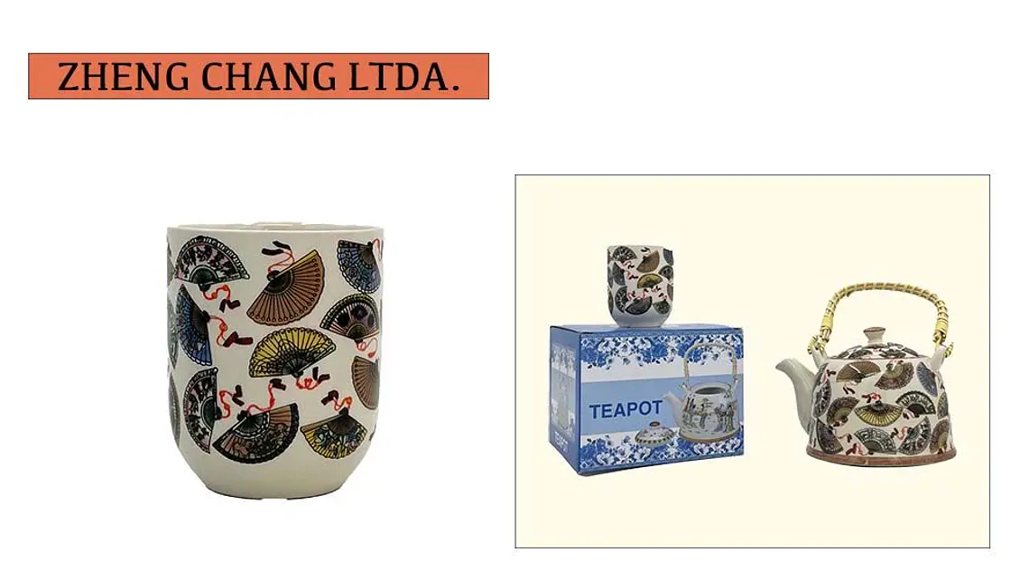 Taza ceramica Estilo Japones grabado abanico (x6) 1