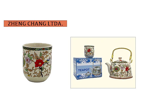 Taza ceramica Estilo Japones grabado Flor roja (x6)