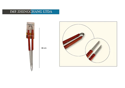 pinza para barbacoa mango de madera (x12)