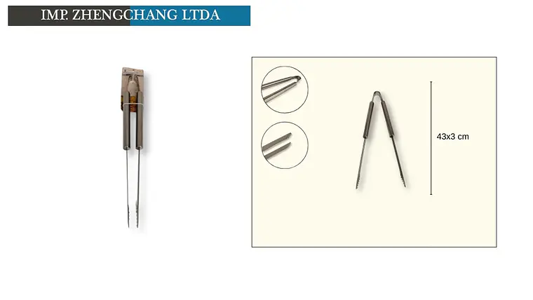 Pinza mediana mango tubular de acero para barbacoa (x12) 1