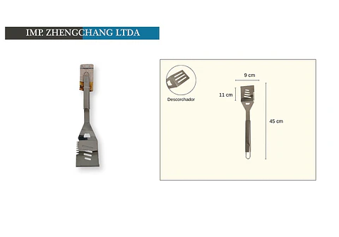 Espátula mediana mango tubular de acero para barbacoa (x12)