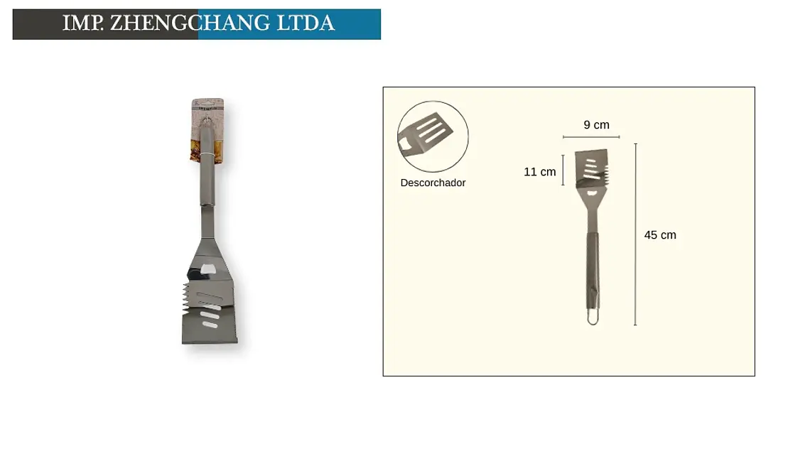 Espátula mediana mango tubular de acero para barbacoa (x12) 1