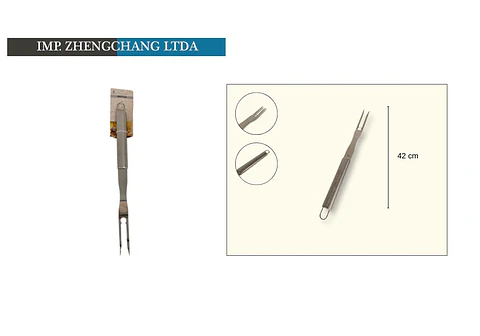 Tenedor mediano mango tubular de acero para barbacoa (x12)