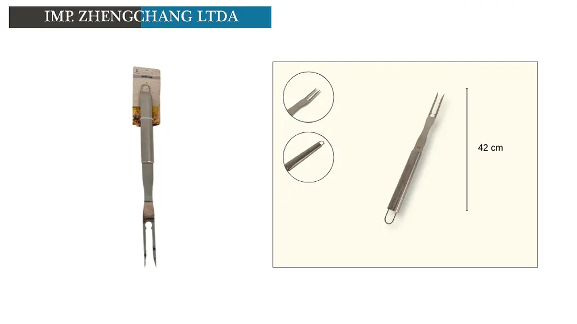 Tenedor mediano mango tubular de acero para barbacoa (x12) 1