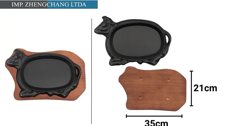 Plancha Ti-pan de hierro fundido con base de madera (x12) 1