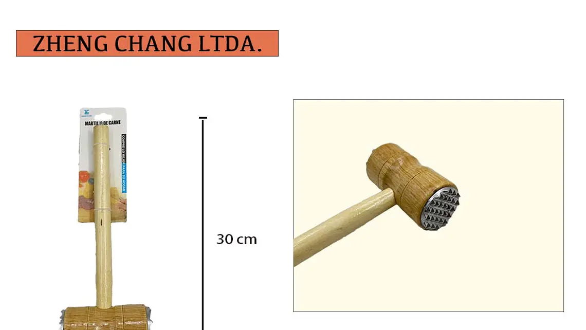  Martillo madera hierro ablandador de carne 30 cm(x12) 1