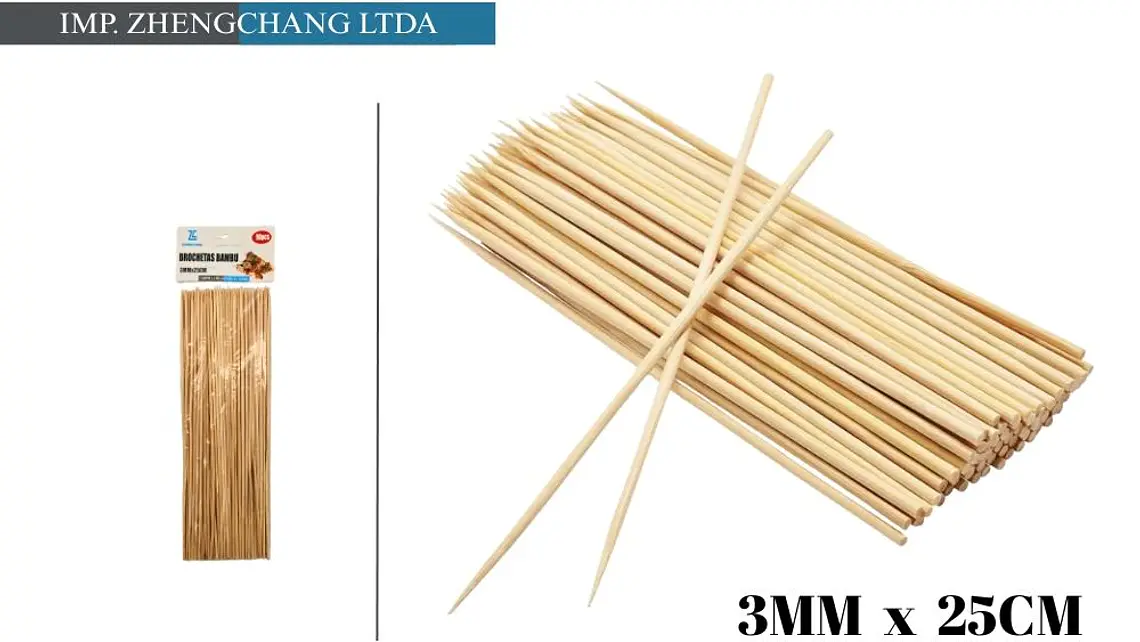 Brocheta de bambú 25cmx3mm 90 und. (x12) 1