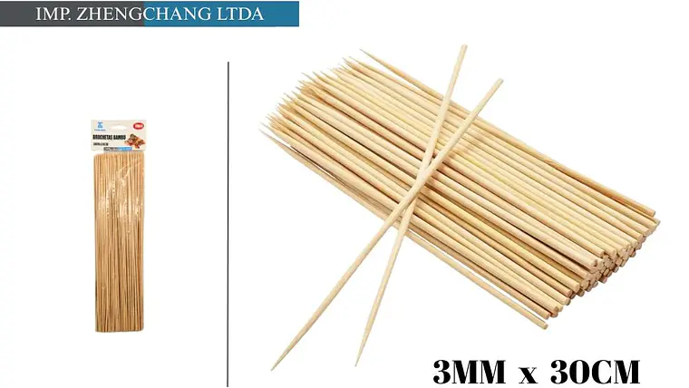 Brocheta de bambú 30cmx3mm 90 und. (x12) 1