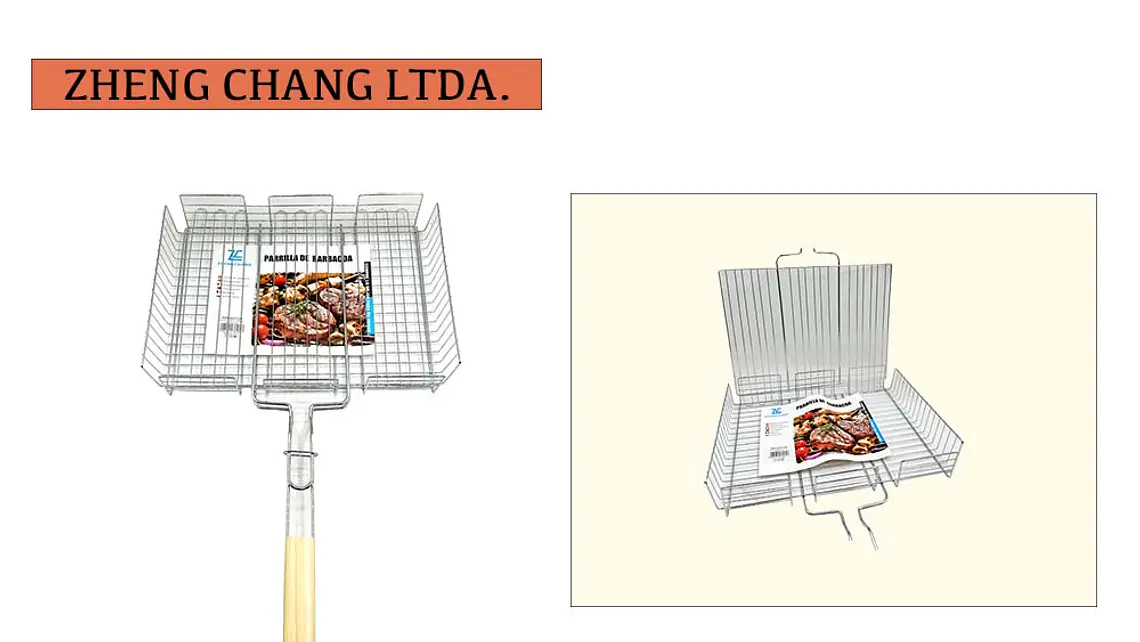 Rejilla barbacoa grande mango madera 40x30x7cm (x6) 1
