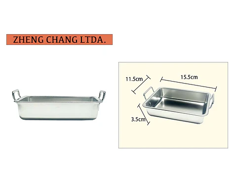 Bowl rectangular para snack grande Inox. (x10)
