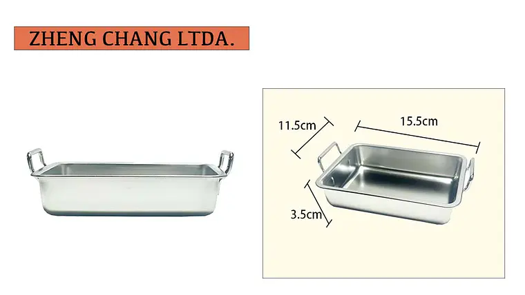 Bowl rectangular para snack grande Inox. (x10) 1