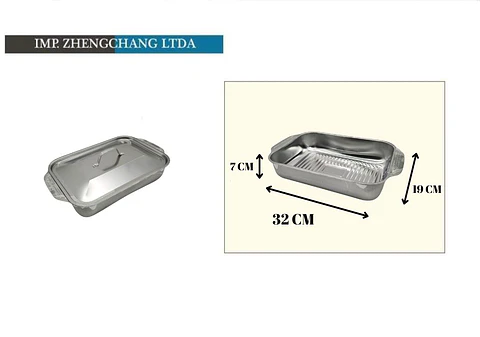 Bandeja de acero Inox con tapa para pescado 33×19×8CM  (x4)