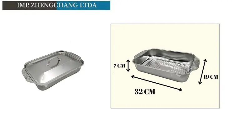 Bandeja de acero Inox con tapa para pescado 33×19×8CM  (x4) 1
