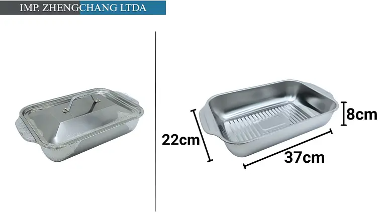 Bandeja de acero Inox con tapa para pescado 37×22×8CM  (x4) 1