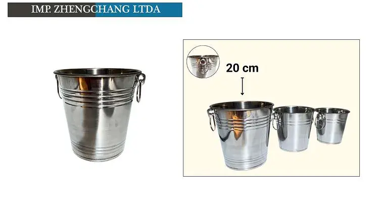 Balde acero inox para hielo con 2 asas 20cm (x10) 1