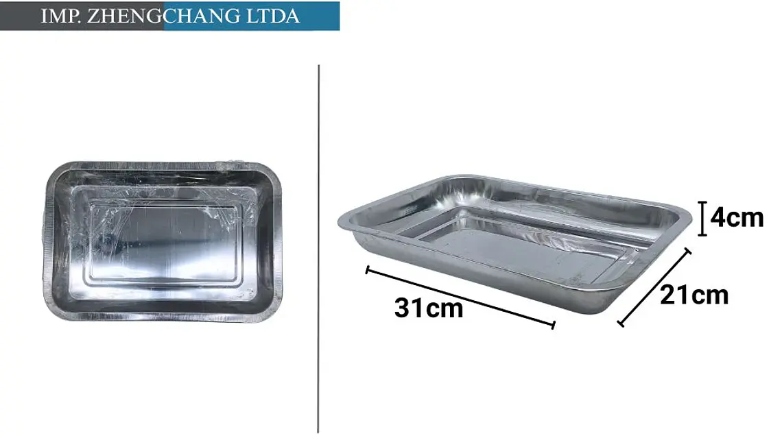 Bandeja de acero inox rectangular 260g 32×22×4.8cm (x10) 1