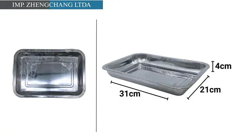 Bandeja de acero inox rectangular 260g 32×22×4.8cm (x10) 1