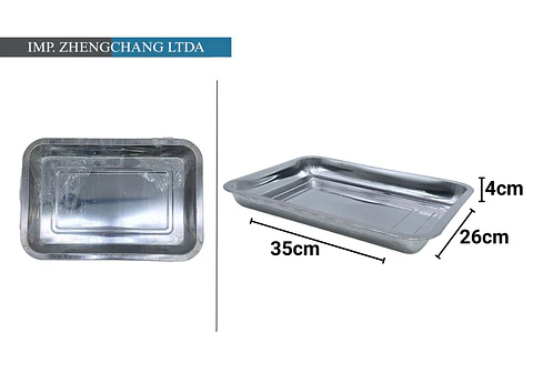 Bandeja de acero inox rectangular 350g 36×27×4.8cm (x10)