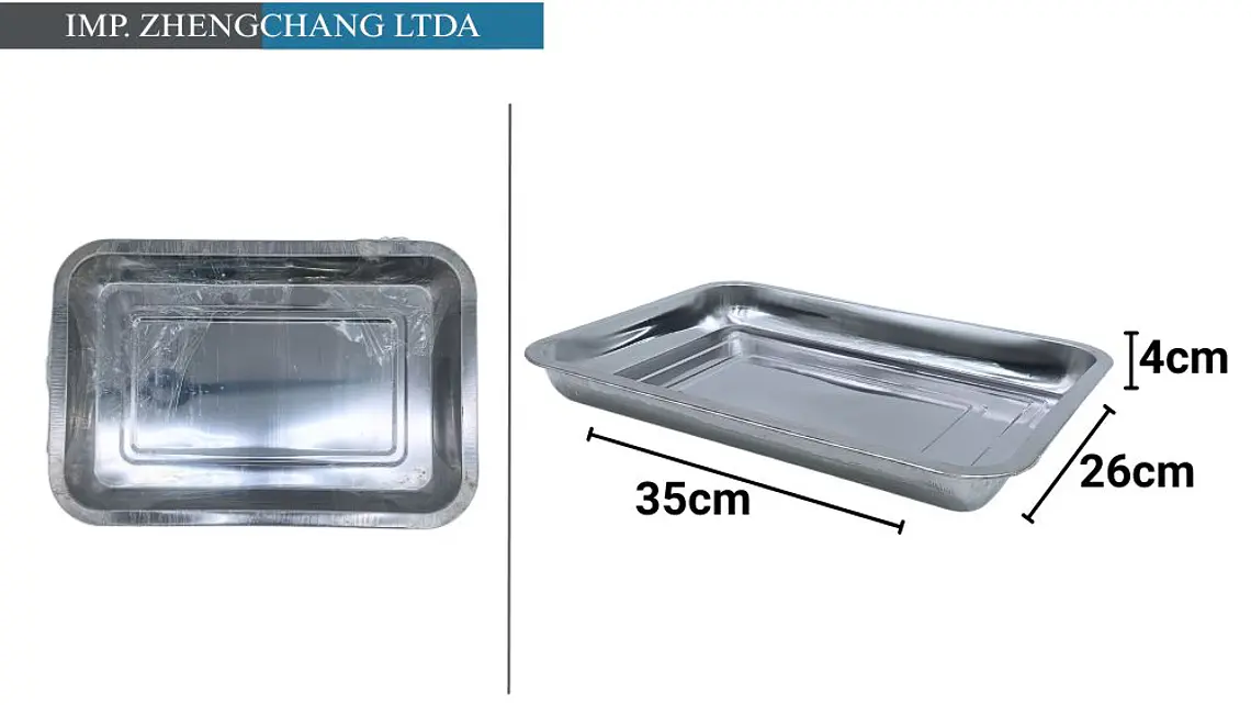 Bandeja de acero inox rectangular 350g 36×27×4.8cm (x10) 1