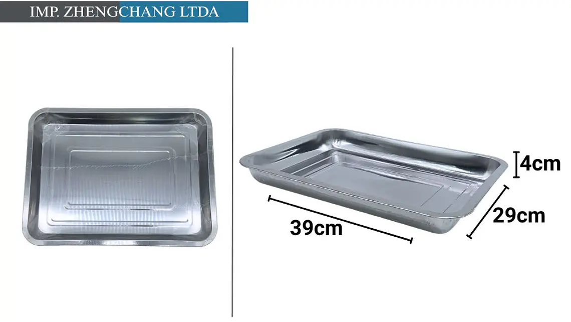 Bandeja de acero inox rectangular 470g 40×30×4.8cm (x10) 1