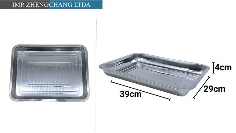 Bandeja de acero inox rectangular 470g 40×30×4.8cm (x10) 1