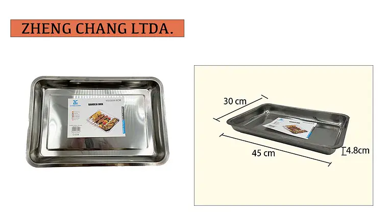 Bandeja de acero inox rectangular 530g 45×30×4.8cm (x10) 1