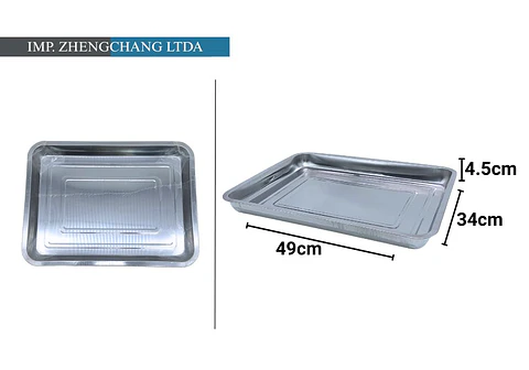 Bandeja de acero inox rectangular 650g 50×35×4.8cm (x10)