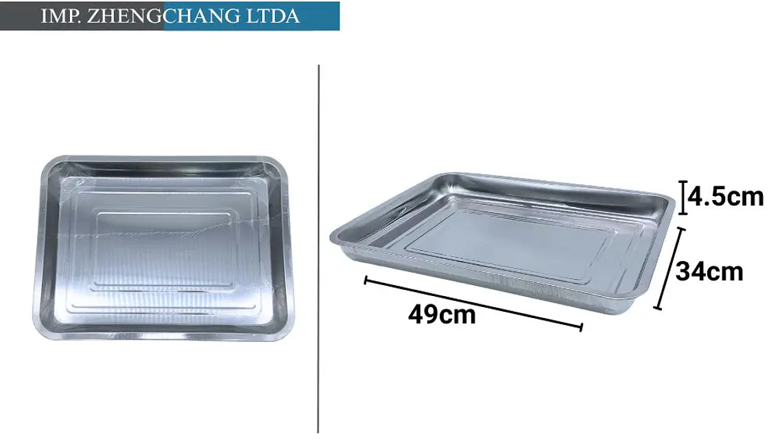 Bandeja de acero inox rectangular 650g 50×35×4.8cm (x10) 1