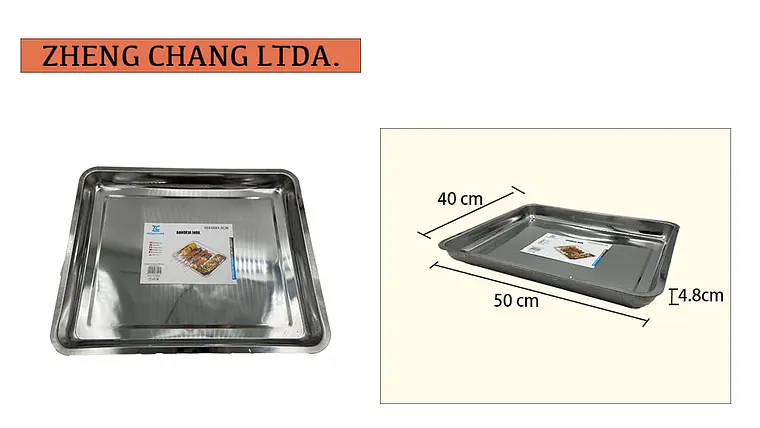 Bandeja de acero inox rectangular 850g 50×40×4.8cm (x10) 1