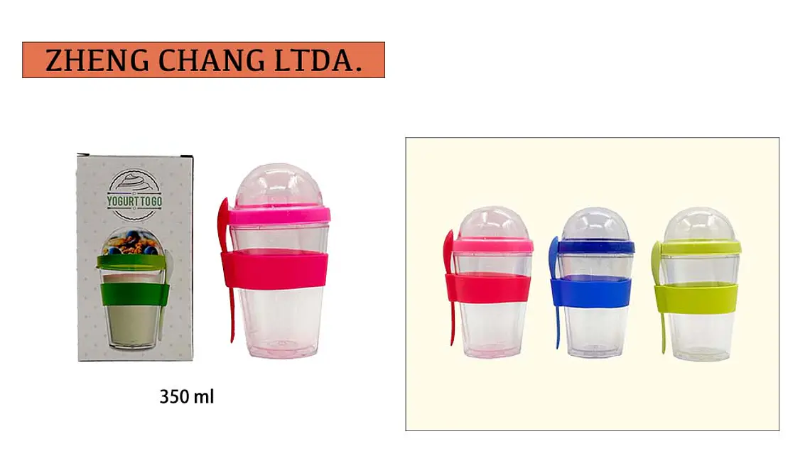 Vaso plastico para yogur cuchara y deposito (x10) 1