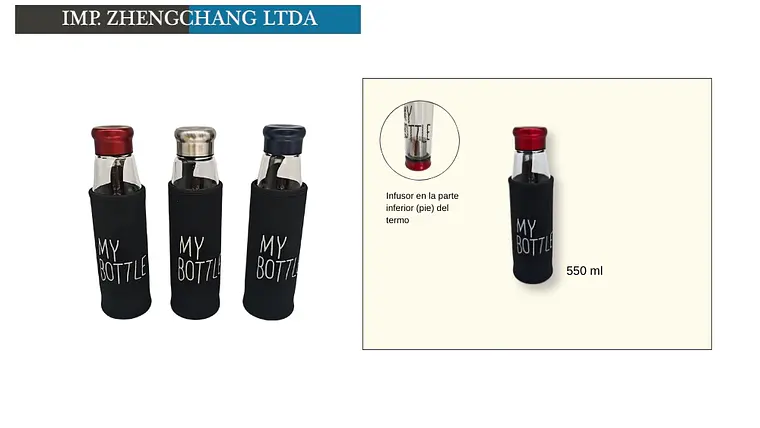 Botella de vidrio infusor y bolsa 550ML (x10) 1