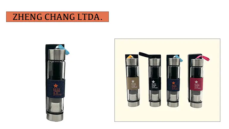 Botella de vidrio infusor tapa metalizada 450ML (x10) 1