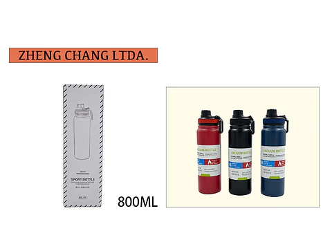 Botella metalica sport unicolor 800ml (x10)