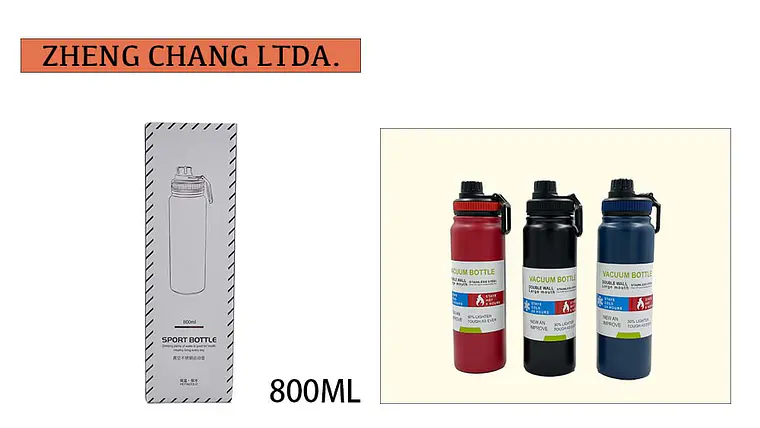 Botella metalica sport unicolor 800ml (x10) 1
