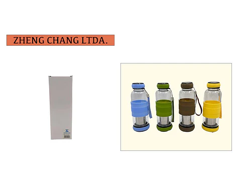 Botella de vidrio infusor tapa silicona redonda 420ML (x10)