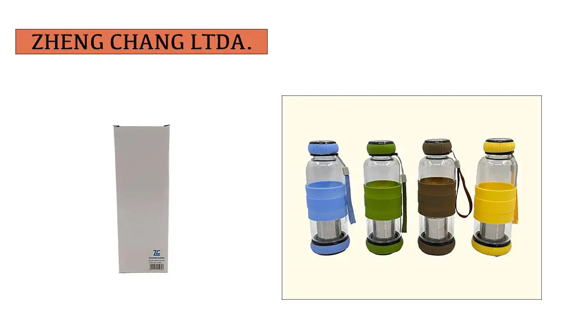 Botella de vidrio infusor tapa silicona redonda 420ML (x10) 1