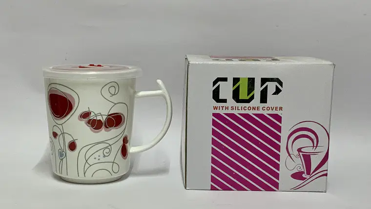 Taza ceramica tapa silicona estampada flores (x10) 1
