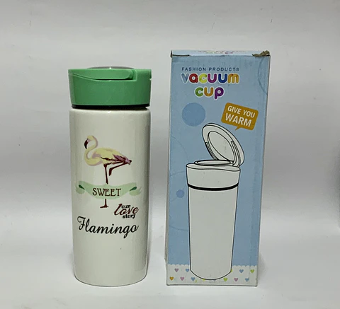 Termo ceramica tapa plastica estampada flamingo (x20)