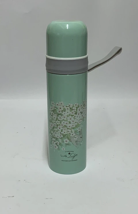 Térmico acero inox taza color y flores cordon silicona 500ml (x10)