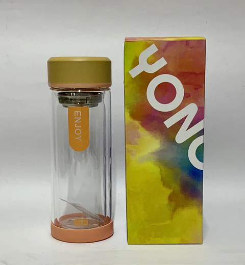 Botella vidrio 2 paredes aislamiento termico e infusor minimalista (x20)